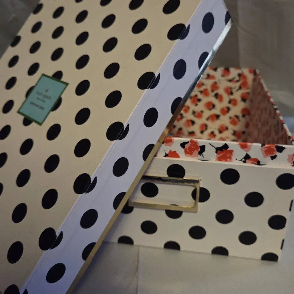 Kate Spade New York Polka Dot Nesting Storage Box Floral Interior Desk Organizer